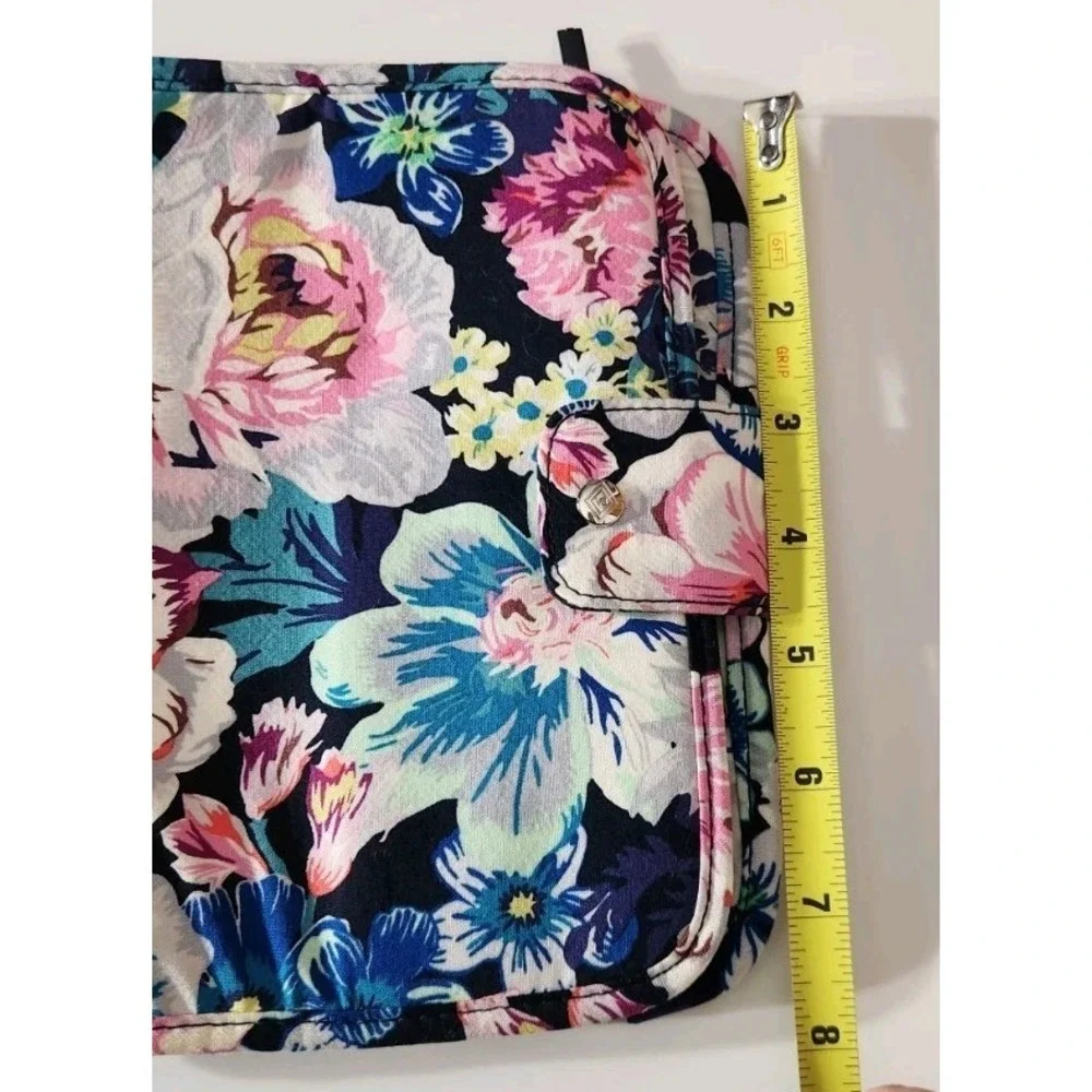 Vera Bradley Zip-In Makeup Brush Case Garden Grove Blue Pink Soft Organization‎